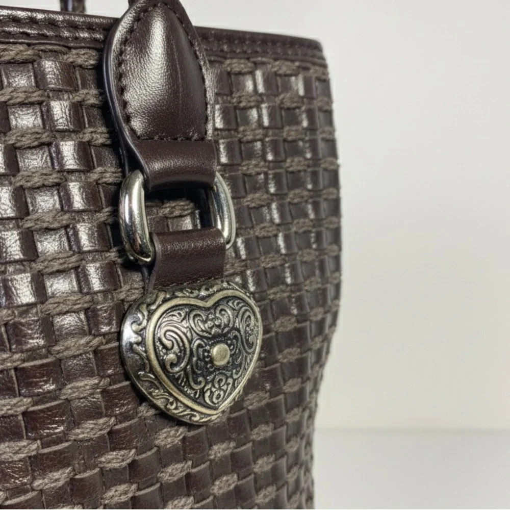 Vegan Marla Boho Woven Faux Leather Hobo Brown Faux Braided EUC Vintage 90’
